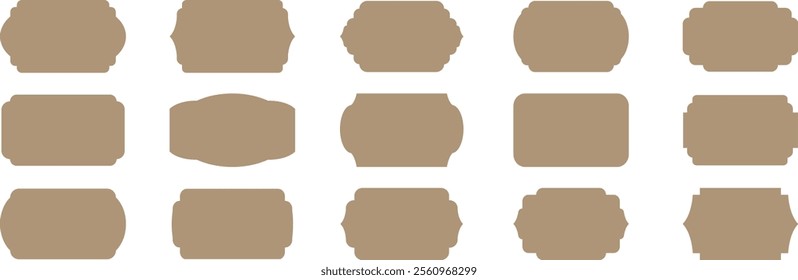 Ornamental label frames shape, Old ornate labels, set of luxury vintage frames, decorative vintage frame and retro badge. sale sticker or invitation card. Isolated vector symbols set,