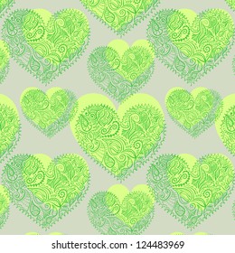 ornamental lace hearts seamless pattern added to swatches