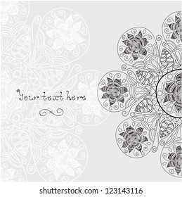 ornamental lace pattern, circle background with many details and place fore your text