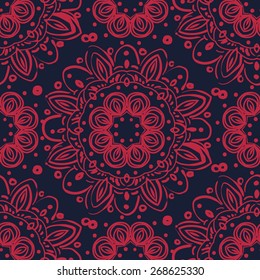 ornamental lace pattern, circle background with many details, seamless texture. Abstract geometric seamless background.