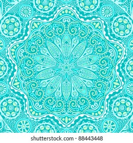 ornamental lace pattern, circle background with many details, looks like crocheting handmade lace, seamless texture