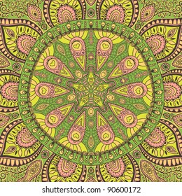 ornamental lace pattern, circle background with many details, looks like crocheting handmade lace, seamless texture