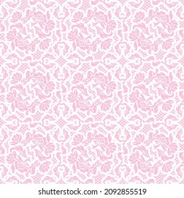 Ornamental lace pink background, floral pattern