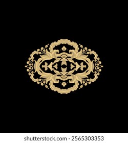 Ornamental laced golden stencil  decor, on dark background