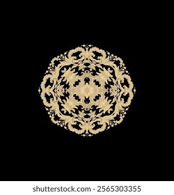 Ornamental laced golden stencil  decor, on dark background
