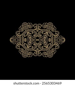 Ornamental laced golden stencil  decor, on dark background