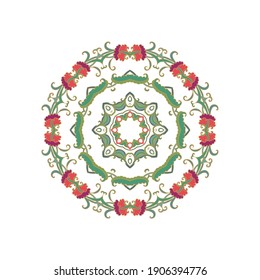 Ornamental laced snowflake,  rosette,  mandala white  background
