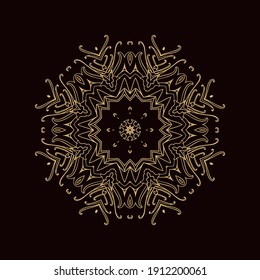 Zierlactschneeflocken, Rosette, Mandala auf dunklem Hintergrund