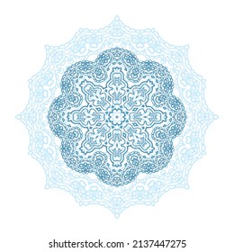 Ornamental  laced vector floral composition, flourish vignette, rosette, mandala on white background