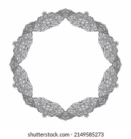 Ornamental  laced vector floral composition, flourish vignette, rounded frame, rosette, mandala on white background