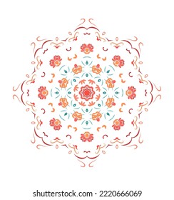 Ornamental  laced vector floral composition, flourish vignette, rosette, mandala on white background