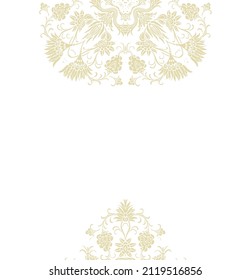 Marco vectorial lacado ornamental, viñeta estilizada floreciente