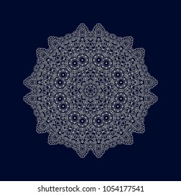 Ornamental laced vector rosette on dark background