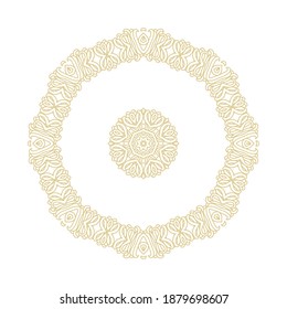 Ornamental laced white rosette,   mandala on white background