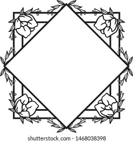 Ornamental of leaf floral frame, element design, for banner or poster. Vector