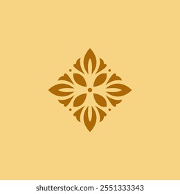 Ornamental leaf round floral pattern. leaf organic logo