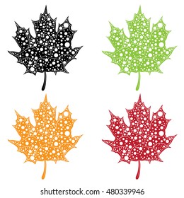 Ornamental leaf silhouette with dots pattern illustration.