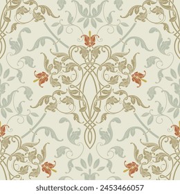 Ornamental leafy pattern. Retro Light background.