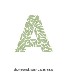 Ornamental letter A isolated on white background on white. Vector illustration