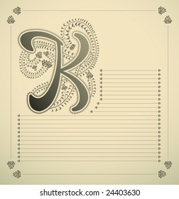 ornamental letter - K - vector