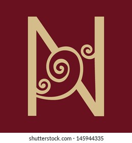 ornamental letter N