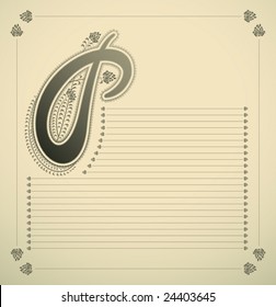 ornamental letter - P - vector