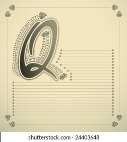ornamental letter - Q - vector