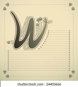 ornamental letter - W - vector