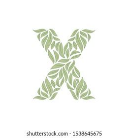 Ornamental letter X isolated on white background on white. Vector illustration