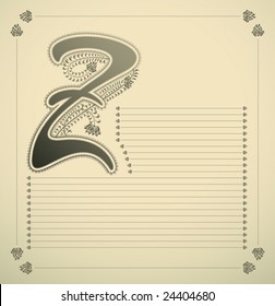 ornamental letter -Z - vector