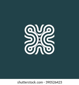 Ornamental line symbol. Vector abstract emblem, design concept, logo, logotype element for beauty, fashion, luxury