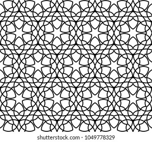 Ornamental lineart seamless vector pattern.