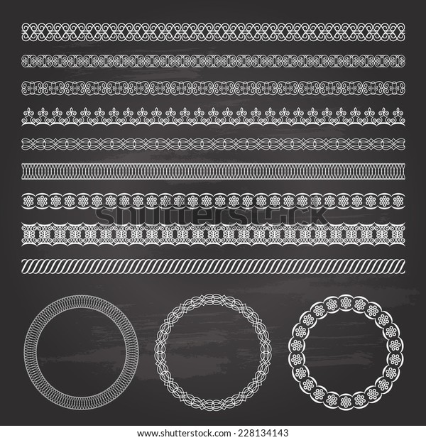 Ornamental lines\
and round frames on\
chalkboard.