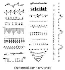 Ornamental lines and stripes doodle of free hand drawing sketch vector