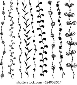 Ornamental lines and stripes doodle of free hand drawing sketch vector.