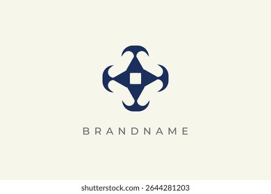 Ornamental Logo With A Star shaped Flower vector template.