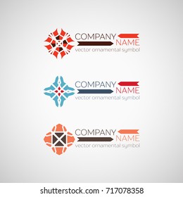 Ornamental logo template design. Vector geometric symbol