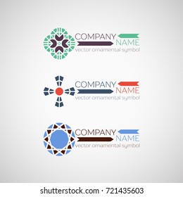 Ornamental logo template design. Vector geometric symbol