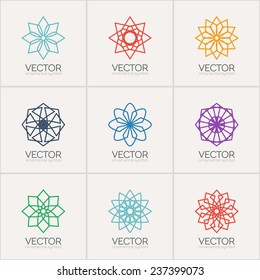 Ornamental logo template set. Vector circular symbols