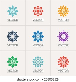 Ornamental logo template set. Vector circular symbols