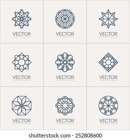 Ornamental logo template set. Vector geometric symbols