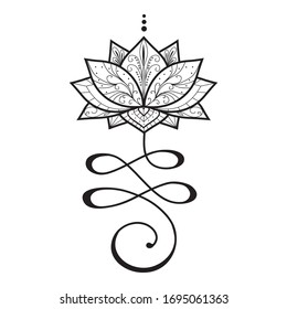 Ornamental lotus flower as a part of Buddhist symbol for life path, vector 