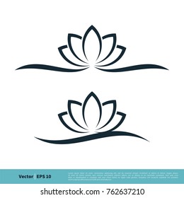 Ornamental Lotus Lily water Flower Icon Vector Logo Template Illustration Design. Vector EPS 10.