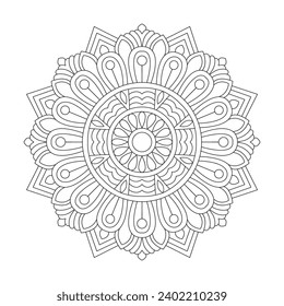 Ornamental lotus mandala adult coloring book page vector file