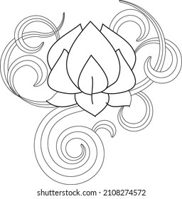 Ornamental lotus.vector, abstract, oriental style, flower, lotus, yoga, medallion, hand-drawing. for textile printing, logo, wallpaper