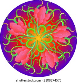 Ornamental lotus.vector, abstract, oriental style, flower, lotus, yoga, medallion, hand-drawing. for textile printing, logo, wallpaper