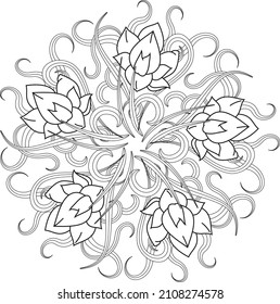 Ornamental lotus.vector, abstract, oriental style, flower, lotus, yoga, medallion, hand-drawing. for textile printing, logo, wallpaper