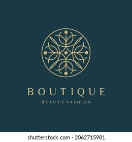Ornamental luxury flower logo design