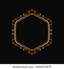 Ornamental Luxury Gold Hexagon Frame