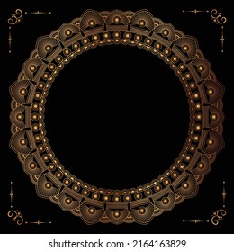 Zierluxus Golden Pattern Circle Islamischer Hochzeitsrahmen Mandala Einladung 